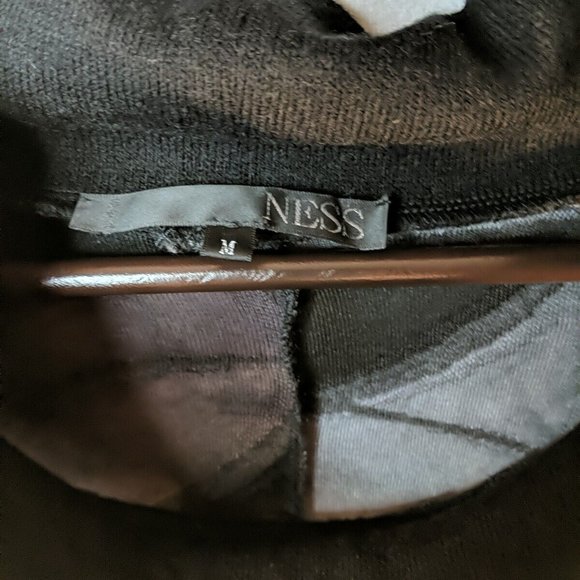 Ness Blue Brown Long Sleeve Tunic Shirt Top Womens Medium M Black Floral - Picture 4 of 13